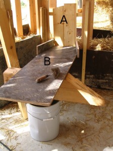 Les outils de travail pour le mortier.